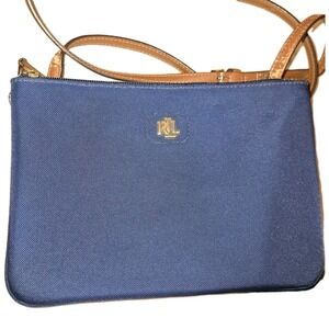 Lauren Ralph Lauren Navy Crossbody Brown Learher Strap
